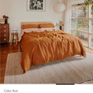 EUC 100% Linen Bed Threads Rust Duvet Cover